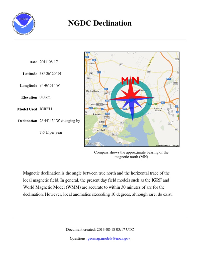 Magnetic Declination Overview 2014 | PDF