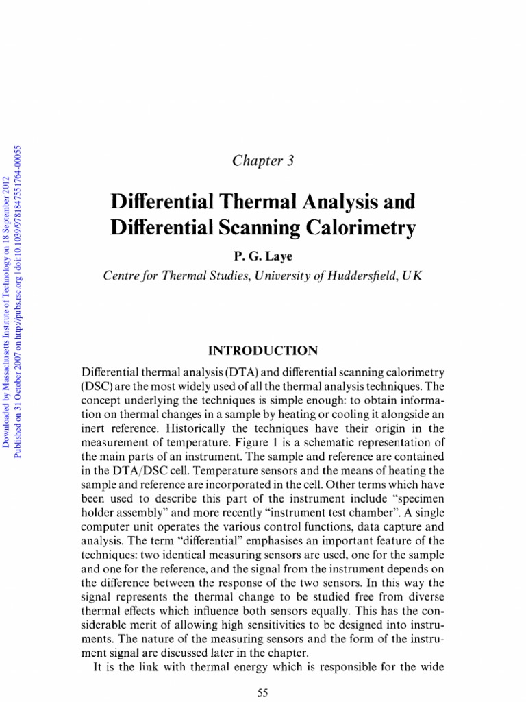 Differential Thermal Analysis and Differential Scanning Calorimetry A