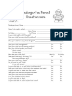 Kindergarten Parent Questionnaire