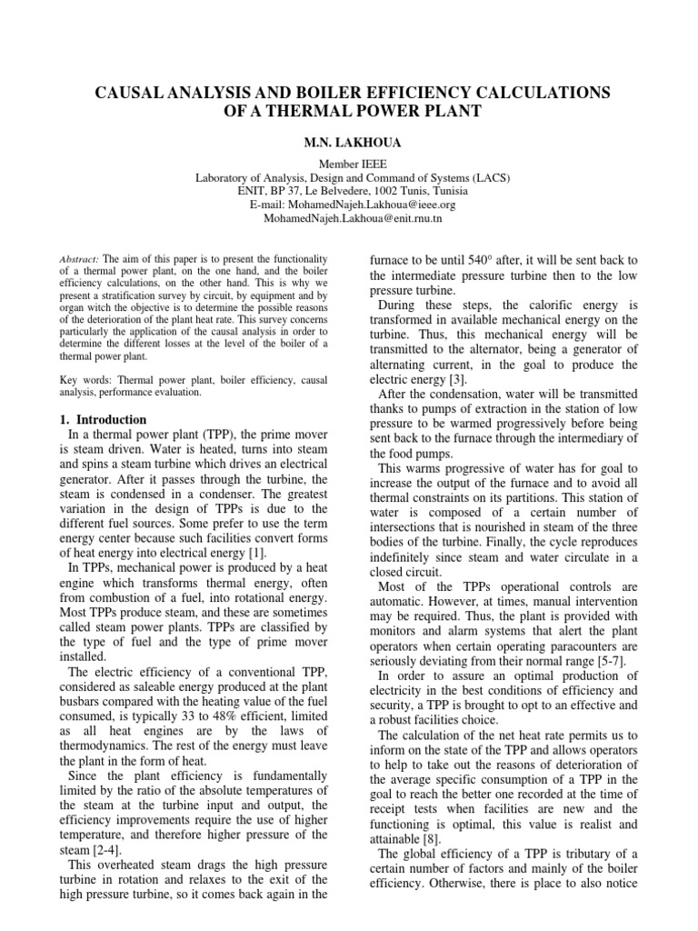 Thermal Plant Boiler Efficiency Analysis | PDF | Home & Garden