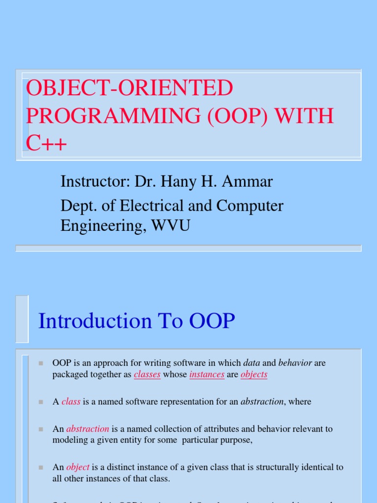 C++slides Basics and Advance | PDF | Object Oriented Programming ...