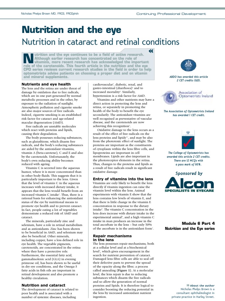 Nutrition and The Eye PDF Antioxidant Cataract