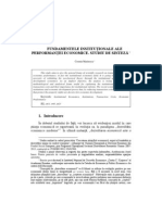 Fundamentele Instituţionale Ale Performanţei Economice. Studiu de Sinteză