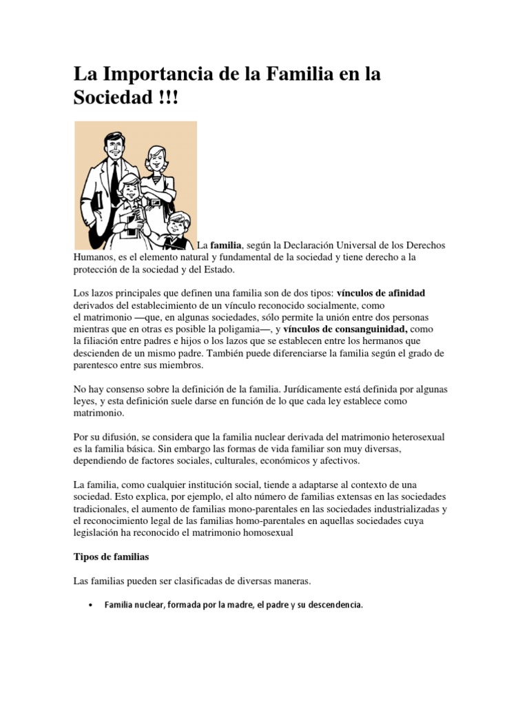 Importancia de la Familia en la Sociedad | PDF | Familia | Arreglos de ...