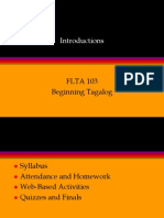 FLTA 103 Beginning Tagalog Syllabus and Language Learning Strategies