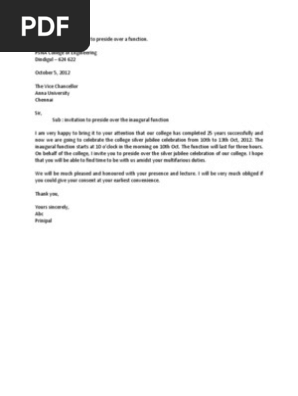 Invitation Letter For Guest Lecturer In Engineering College Database