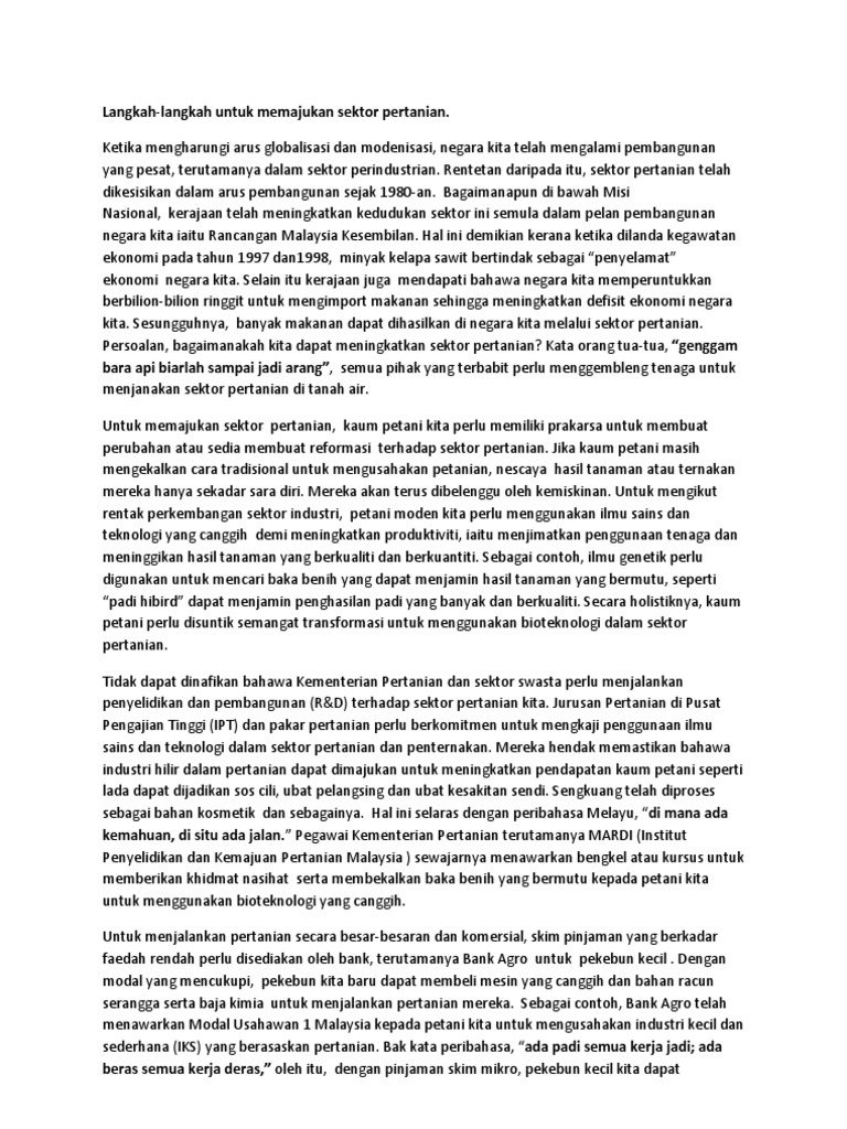 Langkah-Langkah Untuk Memajukan Sektor Pertanian  PDF