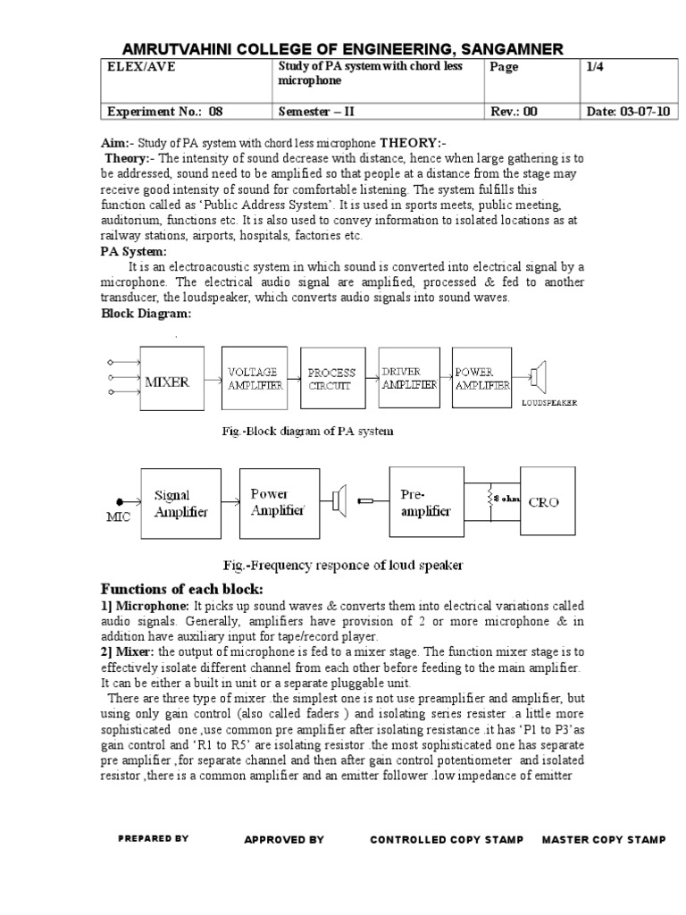 PA System | PDF | Amplifier | Loudspeaker