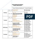 Days Time Type of Activity & Grade/Level Teacher/Facilitator