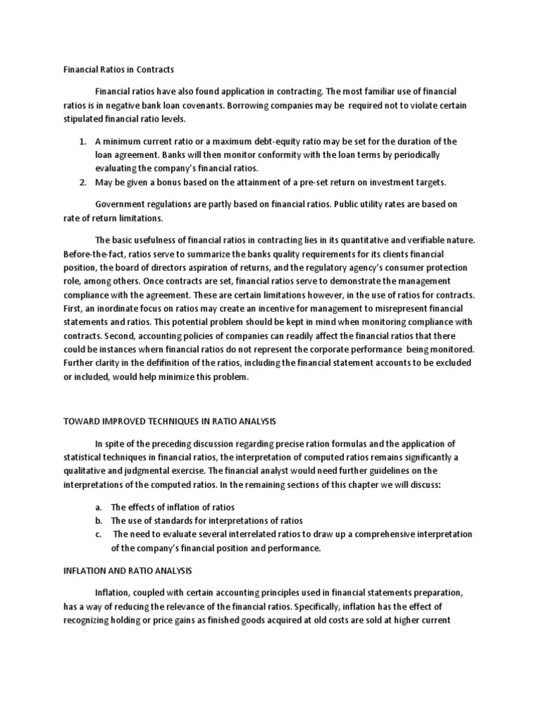 Financial Ratios in Contracting Explained | PDF | Historical Cost ...