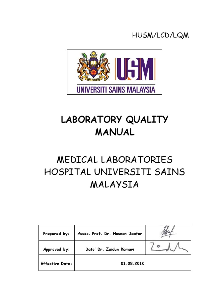 Laboratory Quality Manual Jul2010  PDF  Medical Laboratory  Quality Management System