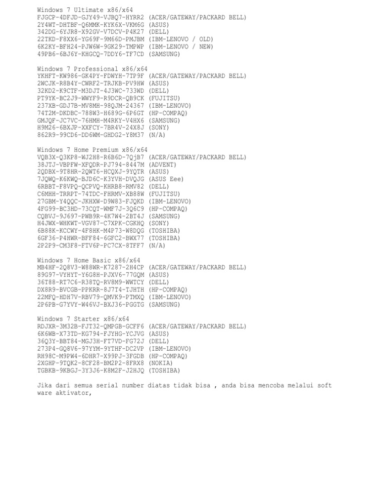 Serial Windows 7 | PDF