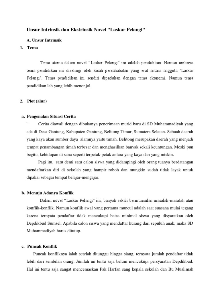 35++ Sinopsis novel laskar pelangi beserta unsur intrinsik dan ekstrinsiknya ideas in 2021 