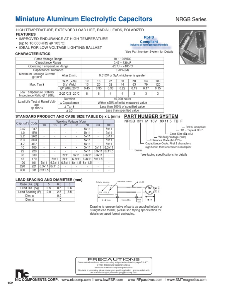 NIC Components NRGB Series | PDF | Capacitor | Capacitance