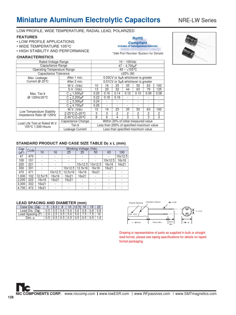 NIC Components NRE-LW Series | PDF | Capacitor | Electrical Components