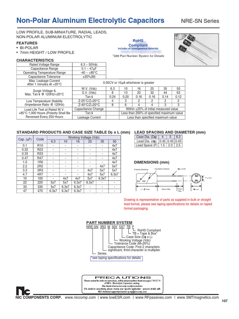 NIC Components NRE-SN Series | PDF | Voltage | Electrical Engineering