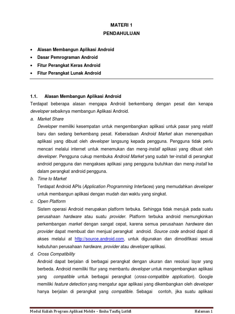 Pelatihan Dasar Pemrograman Android | PDF