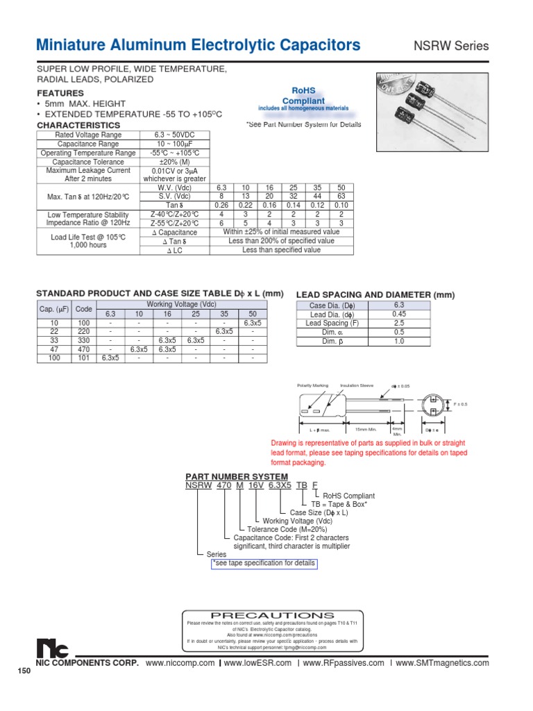 NIC Components NSRW Series | PDF