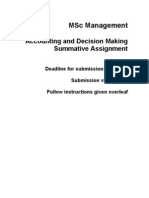 MSc Accounting and Decision Making - Coursework - August 2013