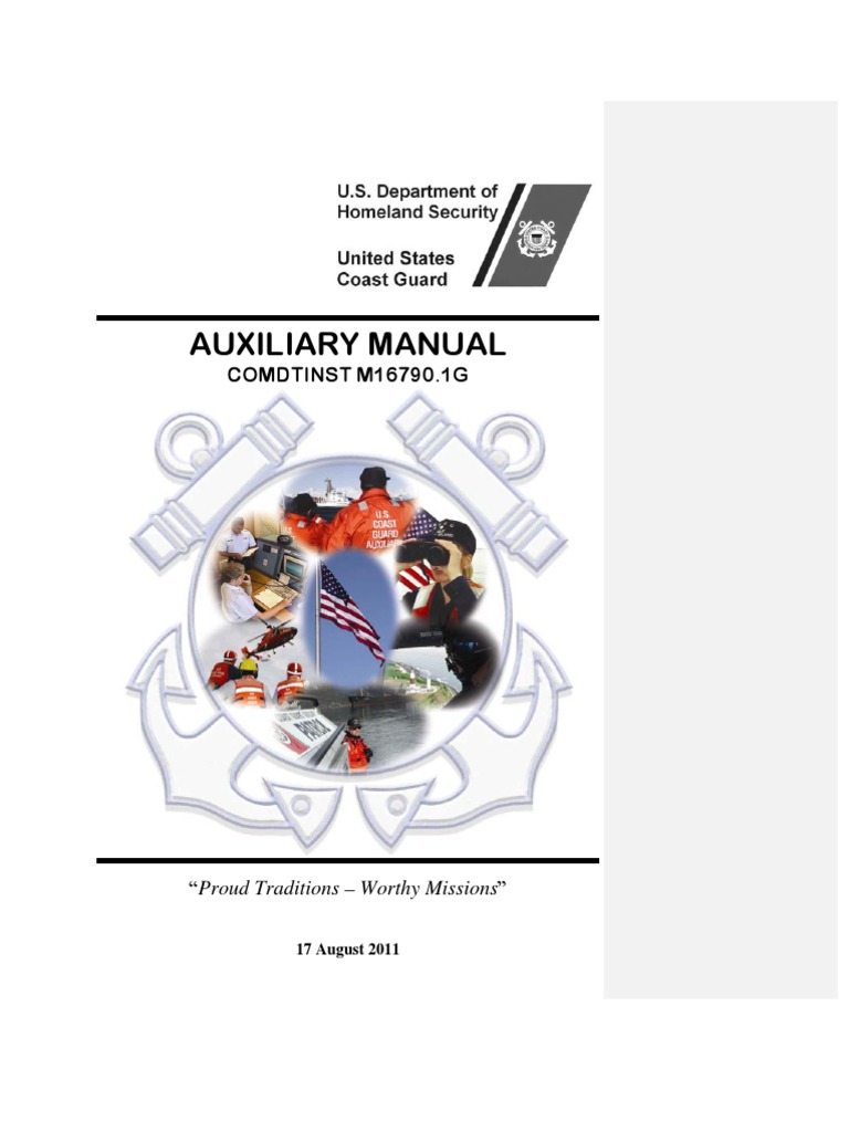 USCG AUXILIARY MANUAL United States Coast Guard Military Branches