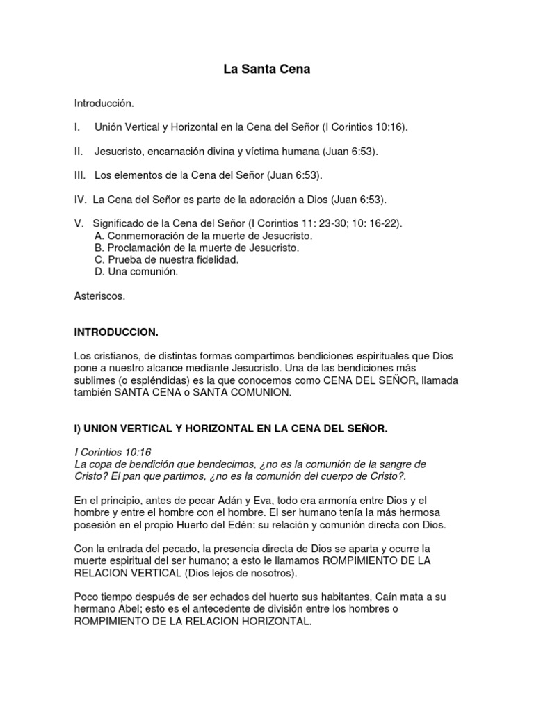 La Santa Cena | PDF | eucaristía | Cristo (título)