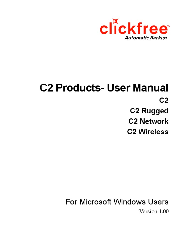 Clickfree C2 Products User Manual Win v1.0 Computer File Usb