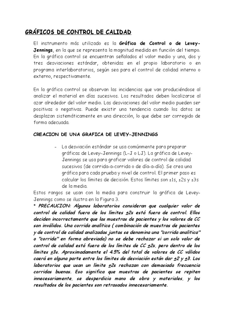 Gráficas de Control de Calidad en Laboratorios | PDF | Salud y ...
