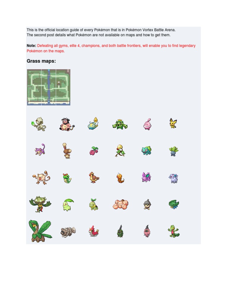 This Is The Official Location Guide of Every Pokémon That Is in Pokémon  Vortex Battle Arena