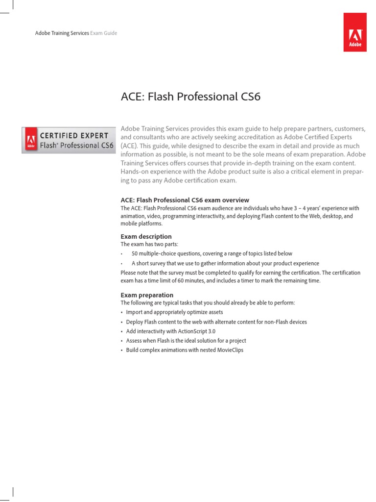 Ace Exam Sampl Adobe Flash Action Script