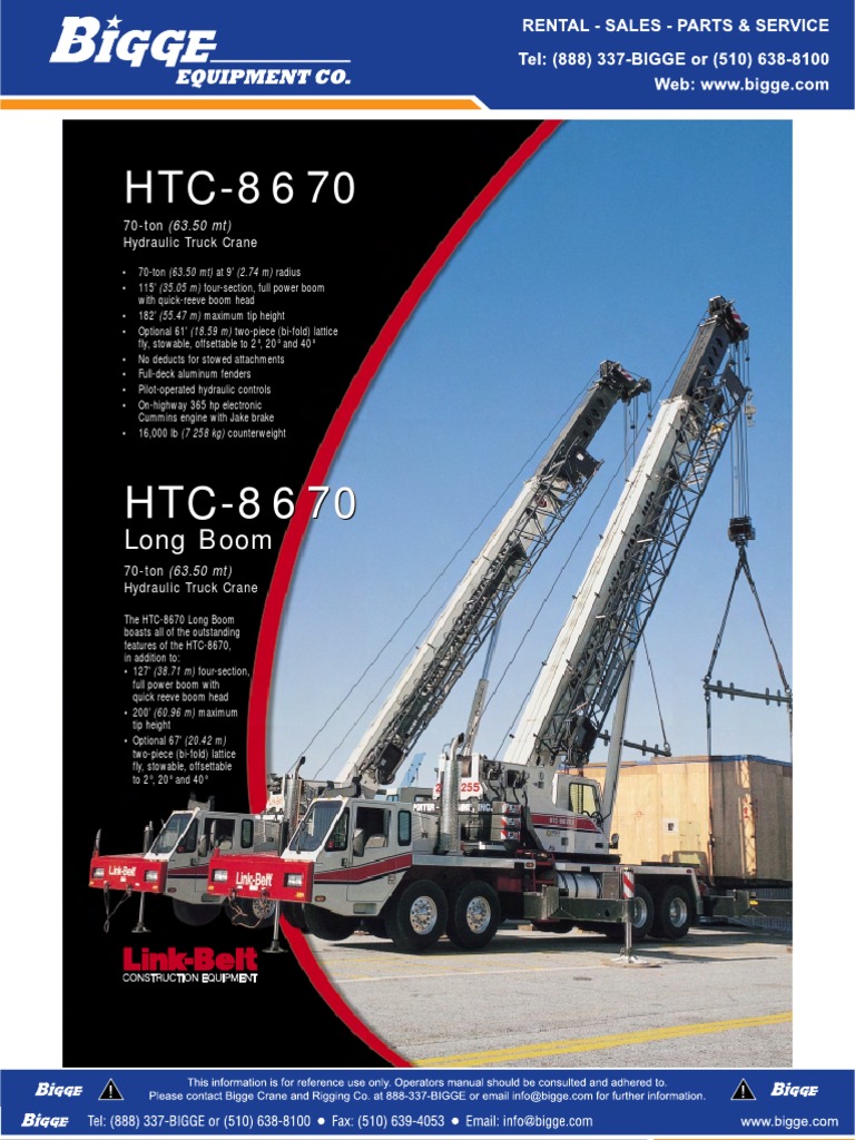 HTC-8670 - 70T Crane | PDF | Crane (Machine) | Elevator