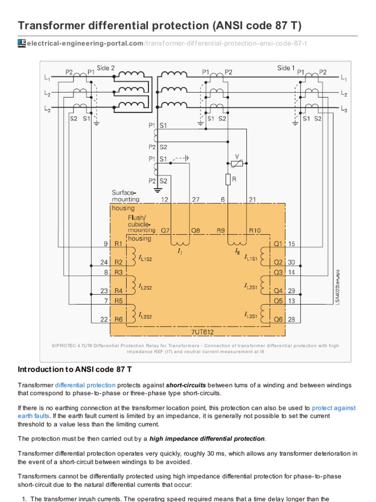 Transformer Differential Protection 87T | PDF | Transformer | Electric ...