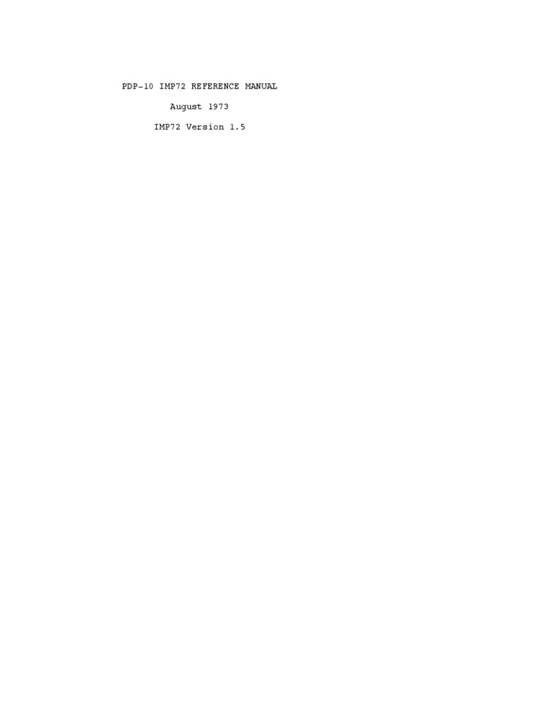IMP72 Compiler Reference Manual | PDF | Subroutine | Parameter ...