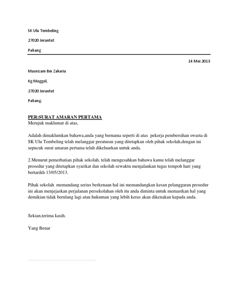 Peraturan Surat Amaran Ponteng Sekolah