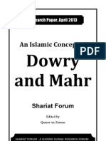 An Islamic Concept of Dowry & Mahr [Shariat Forum - Research Paper April 2013]