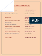 B.ed. Admission Schedule 2013