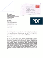 Covering Letter To Shri. P C George On Arbitration 19 Aug 2013 Reg Arbitration Agreement To Establish Truth of Allegations Raised by Him Against Shaffi Mather PDF