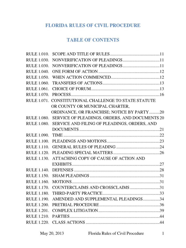 Florida rules of civil procedure pdf