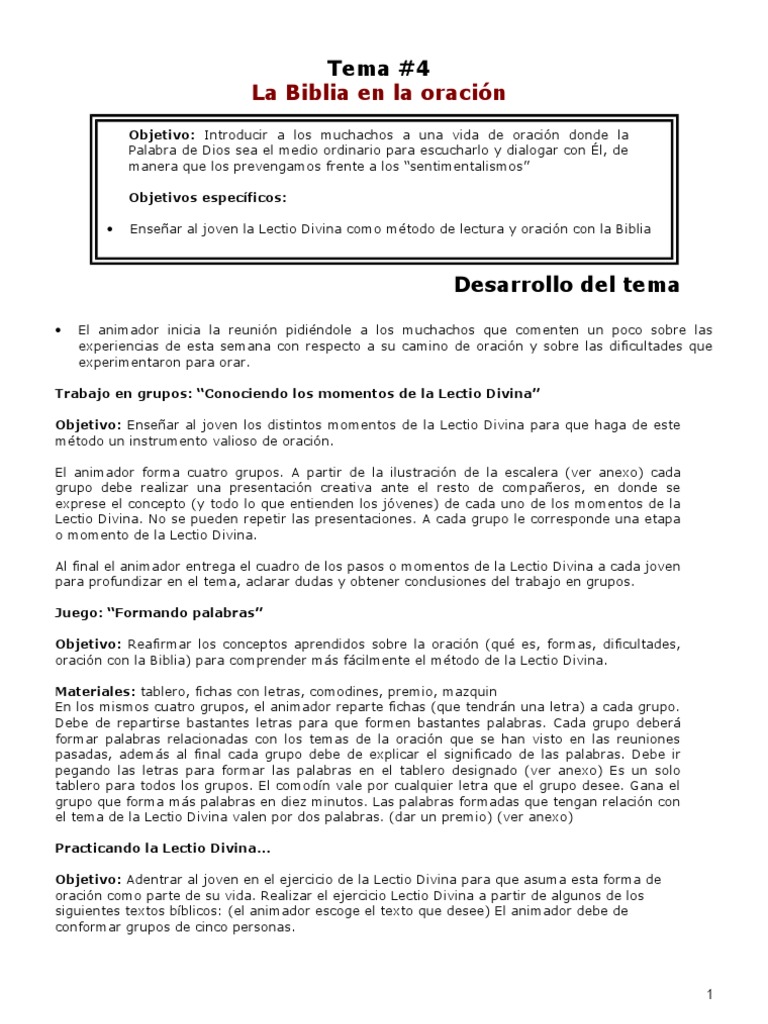 Tema 4 - La Biblia en La Oración | PDF | Oración | espíritu Santo