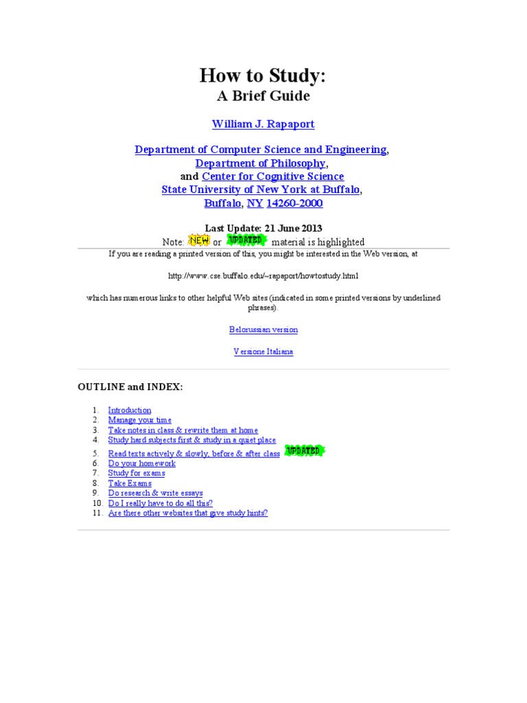 How To Study 2 | PDF | Test (Assessment) | Lecture