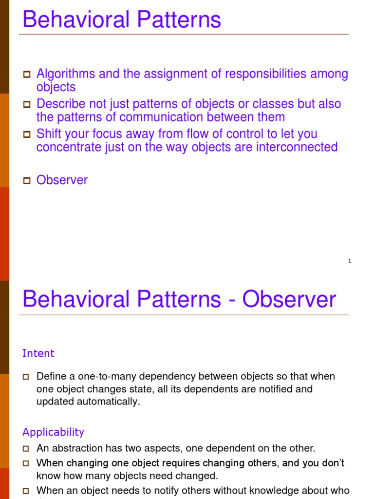 Observer Pattern in Behavioral Design | PDF | Model–View–Controller ...