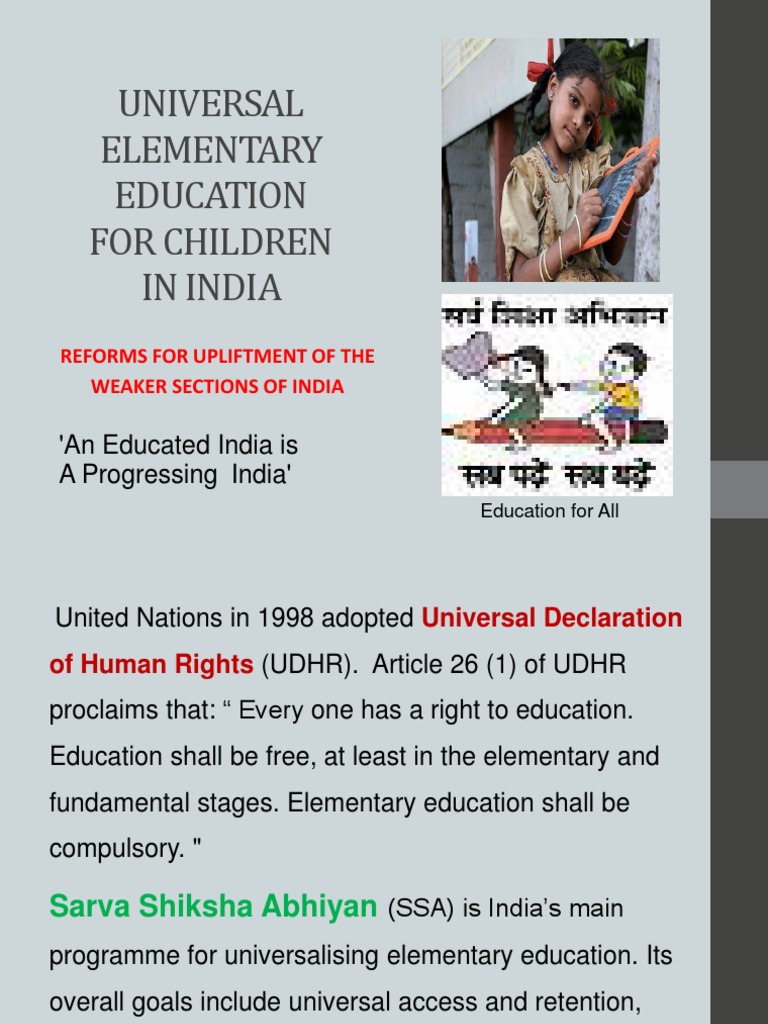 Universal Elementary Education in India | PDF | Social Institutions ...