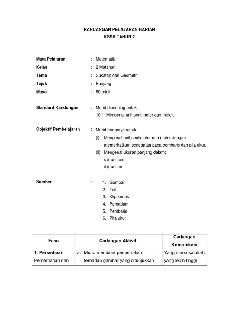Rph Tahun 2 Ukuran Panjang Pdf