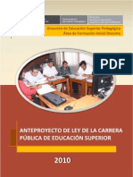 Anteproyecto de La Carrera Publica de Educacion Superior(2010)