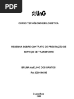 RESENHA SOBRE O CONTRATO DE PRESTAÇÃO DE SERVIÇOS DE TRANSPORTES