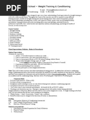 weight training syllabus