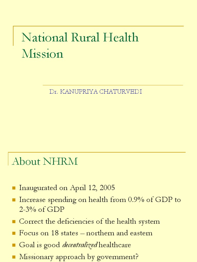 Overview of National Rural Health Mission | PDF | Health Sciences ...