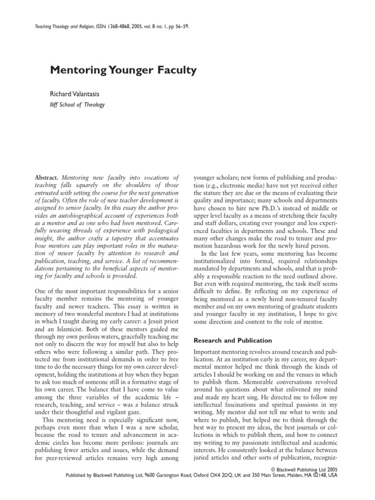 Mentoring Younger Faculty | PDF | Mentorship | Teachers