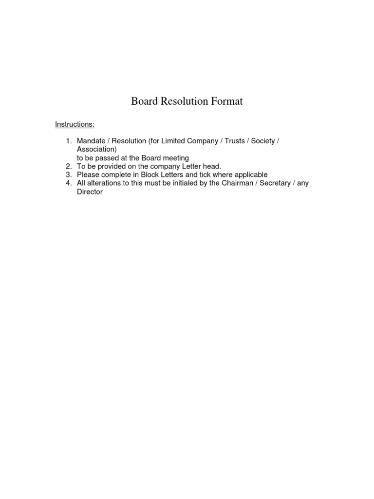 Board Resolution Template for Banking | PDF | Cheque | Banks