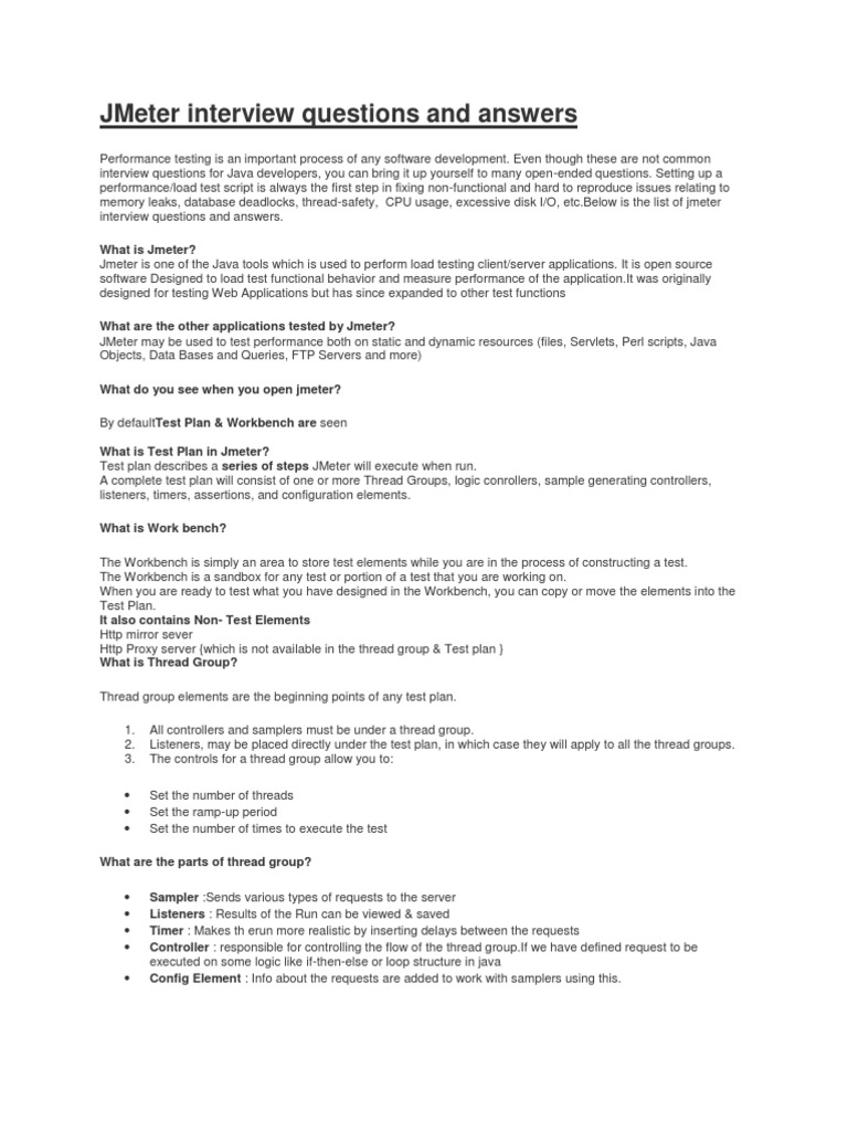 JMeter Interview Questions and Answers | PDF | Http Cookie | Hypertext ...