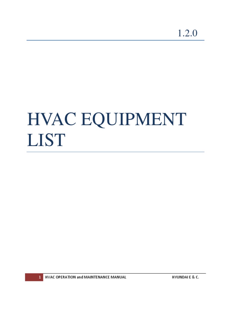 HVAC Equipment List Hvac Air Conditioning